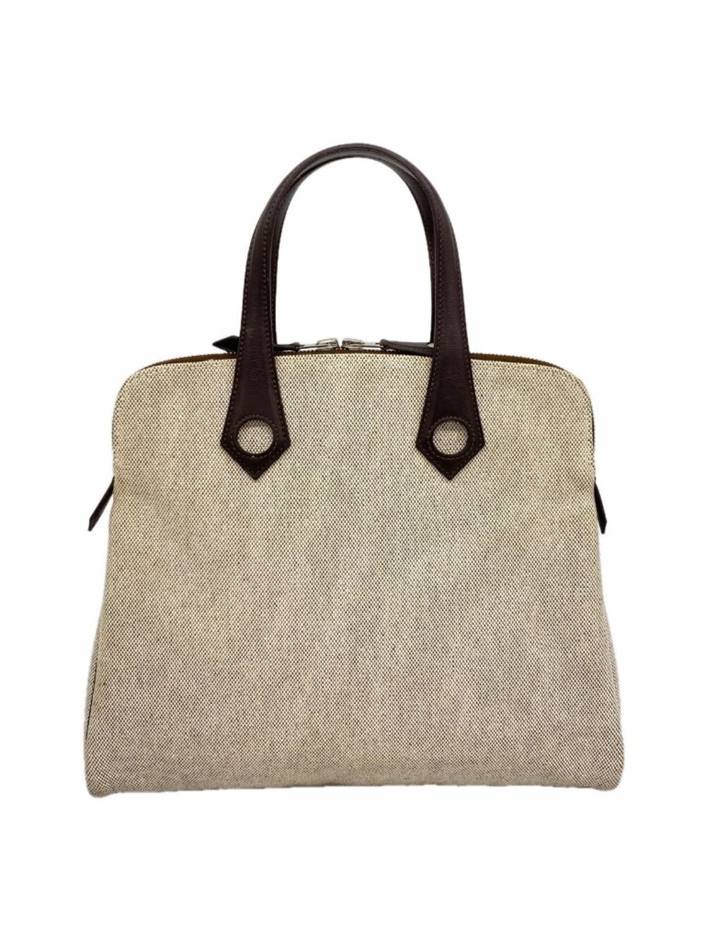 Hermes Handbag Sac Ibou PM Toile H Brown Silver